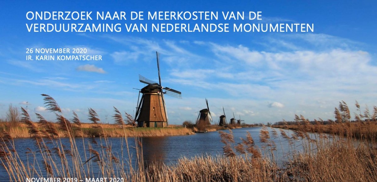 voorzijde tno onderzoeksrapport meerkosten van de verduurzaming van monumenten